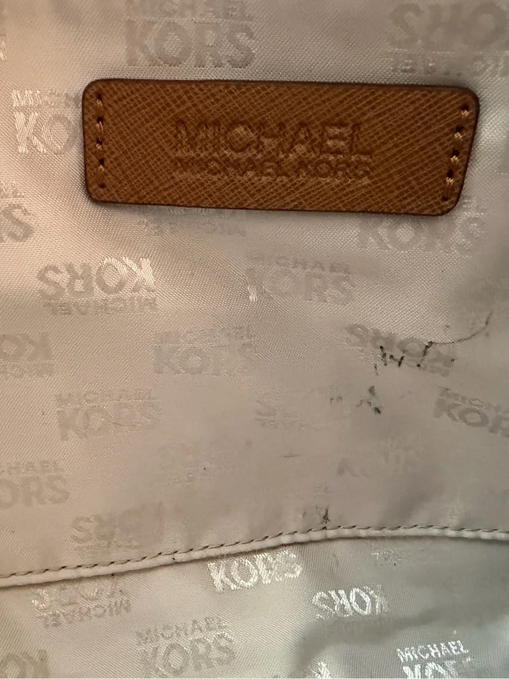 Michael Kors Tan Saffiano Leather Satchel with Gold Hardware